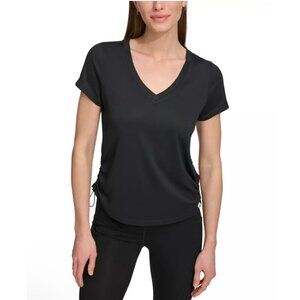 DKNY Short Sleeve Tech Tee with Ruched Side Seams New